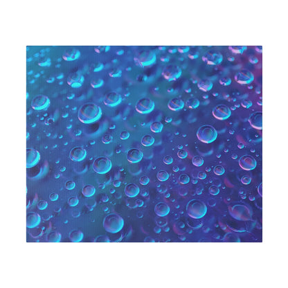 Close-up of numerous translucent bubbles on a blue‑purple iridescent surface.