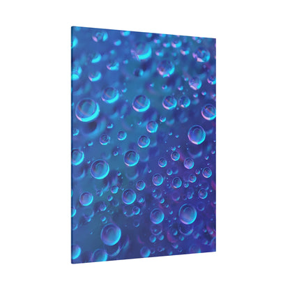 Abstract close-up of blue and purple bubbles on a gradient background, printed as a rectangular wall canvas.