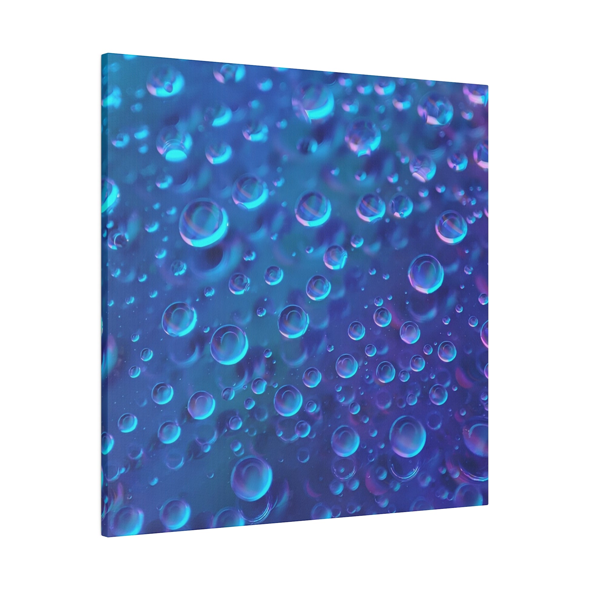 Abstract close-up of blue and purple bubbles in a liquid background.