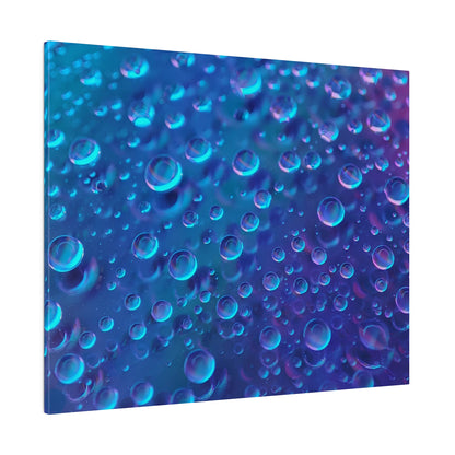 Close-up of blue and purple bubbles in liquid, varying sizes against a gradient blue background.