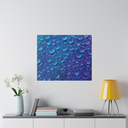 Square canvas print showing blue and purple bubbles of varying sizes on a deep blue background.