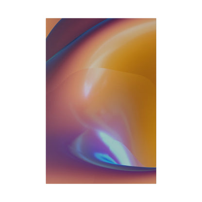 Abstract close-up of a smooth, multicolored gradient surface with orange, yellow, purple, and blue tones.