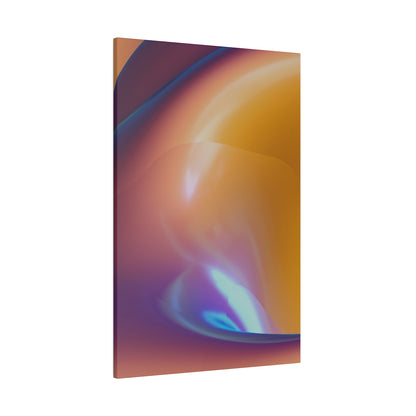 Tall vertical abstract artwork featuring smooth orange, purple, and blue gradient swirls and curves.