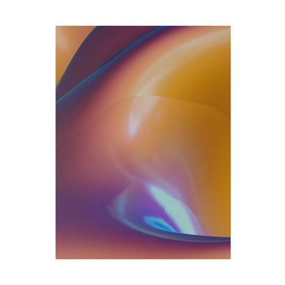 Abstract close-up of a smooth, multicolored swirl with orange, purple, and blue gradients.