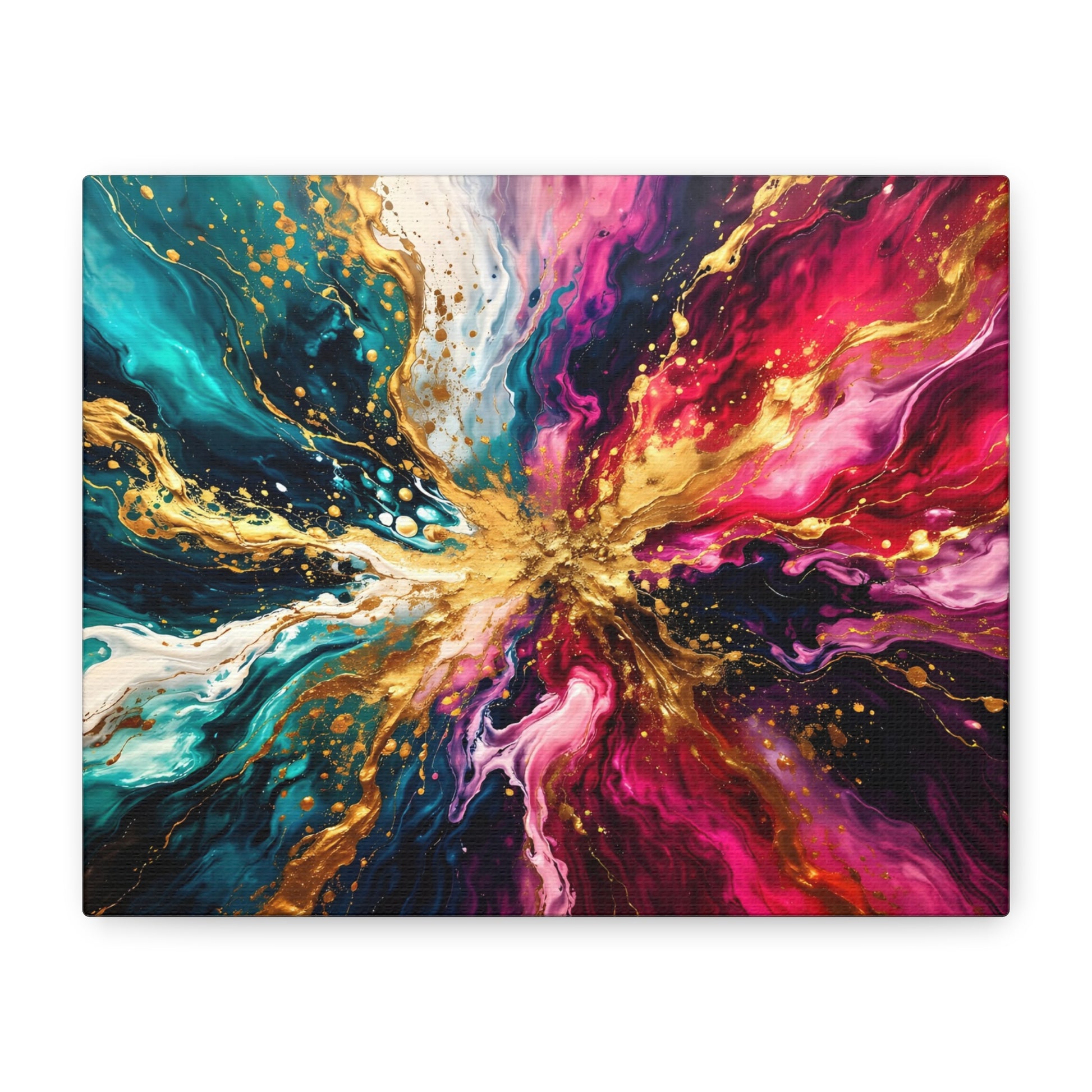 Abstract Fluid Art Canvas – Teal, Magenta & Gold Statement Wall Art, canvas wall art, gallery image 1 of 100