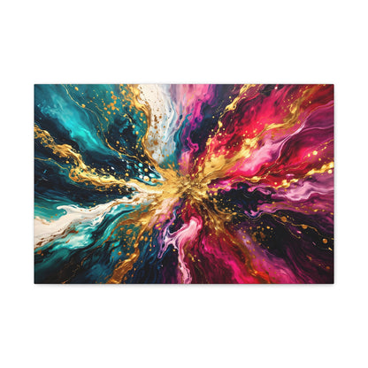 Abstract Fluid Art Canvas – Teal, Magenta & Gold Statement Wall Art, canvas wall art, gallery image 8 of 100