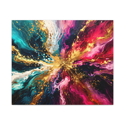 Abstract Fluid Art Canvas – Teal, Magenta & Gold Statement Wall Art, canvas wall art, gallery image 10 of 100