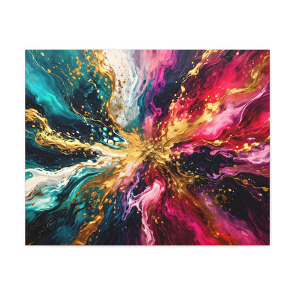 Abstract Fluid Art Canvas – Teal, Magenta & Gold Statement Wall Art, canvas wall art, gallery image 13 of 100