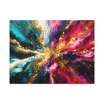 Abstract Fluid Art Canvas – Teal, Magenta & Gold Statement Wall Art, canvas wall art, gallery image 18 of 100