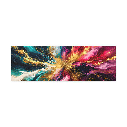 Abstract Fluid Art Canvas – Teal, Magenta & Gold Statement Wall Art, canvas wall art, gallery image 19 of 100