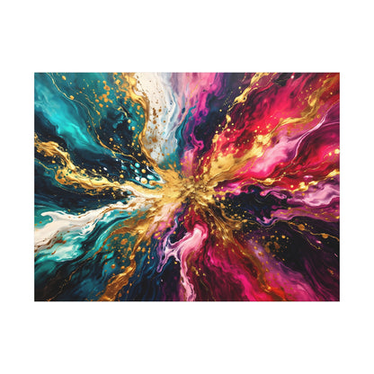 Abstract Fluid Art Canvas – Teal, Magenta & Gold Statement Wall Art, canvas wall art, gallery image 22 of 100