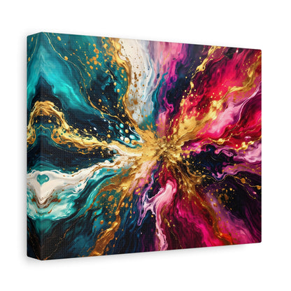 Abstract Fluid Art Canvas – Teal, Magenta & Gold Statement Wall Art, canvas wall art, gallery image 26 of 100
