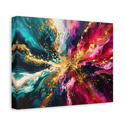 Abstract Fluid Art Canvas – Teal, Magenta & Gold Statement Wall Art, canvas wall art, gallery image 29 of 100