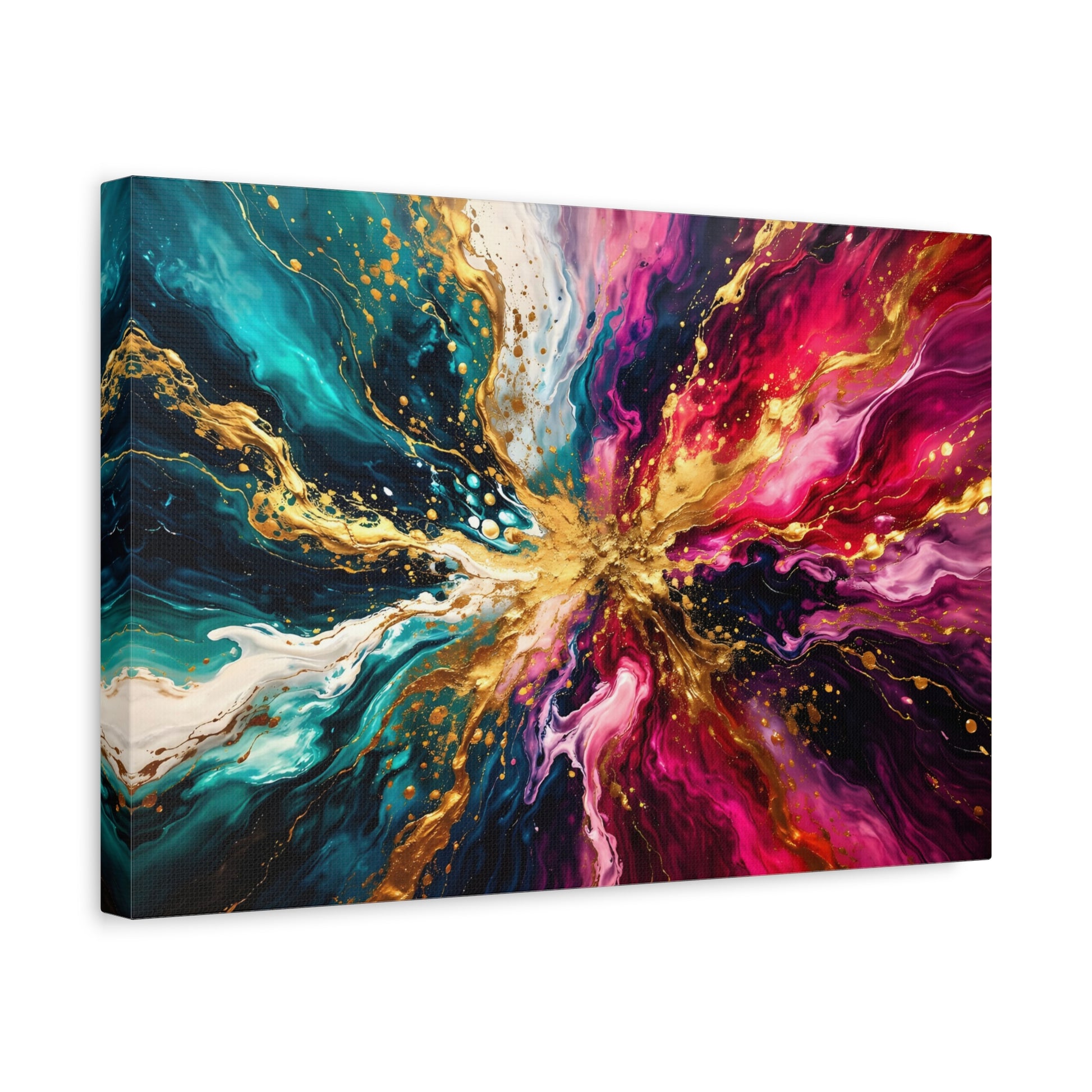 Abstract Fluid Art Canvas – Teal, Magenta & Gold Statement Wall Art, canvas wall art, gallery image 38 of 100