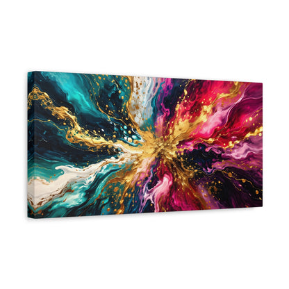 Abstract Fluid Art Canvas – Teal, Magenta & Gold Statement Wall Art, canvas wall art, gallery image 41 of 100