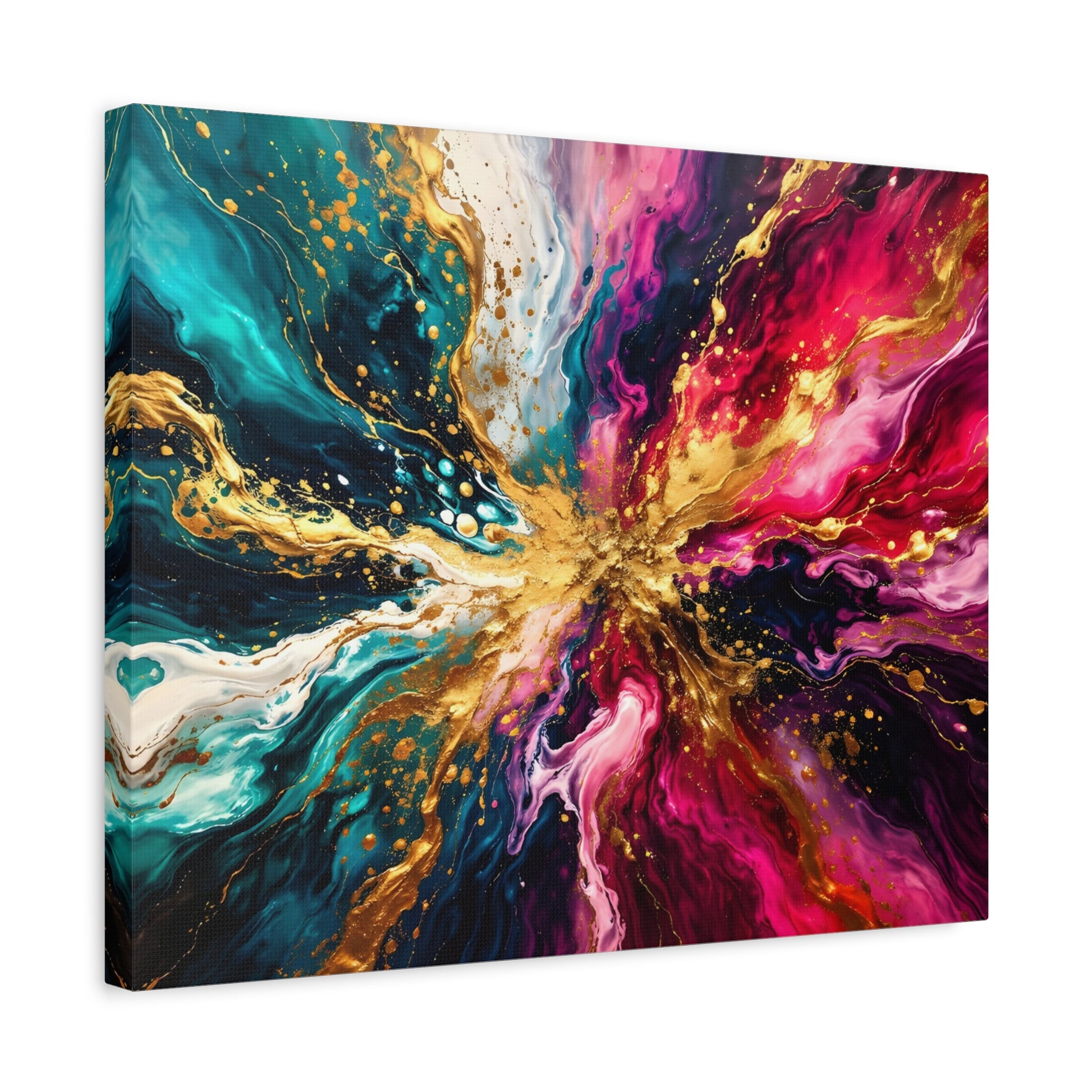 Abstract Fluid Art Canvas – Teal, Magenta & Gold Statement Wall Art, canvas wall art, gallery image 44 of 100