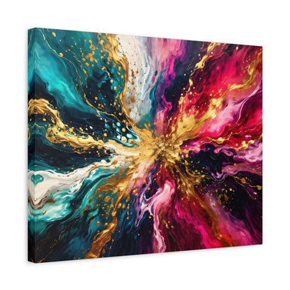Abstract Fluid Art Canvas – Teal, Magenta & Gold Statement Wall Art, canvas wall art, gallery image 44 of 100