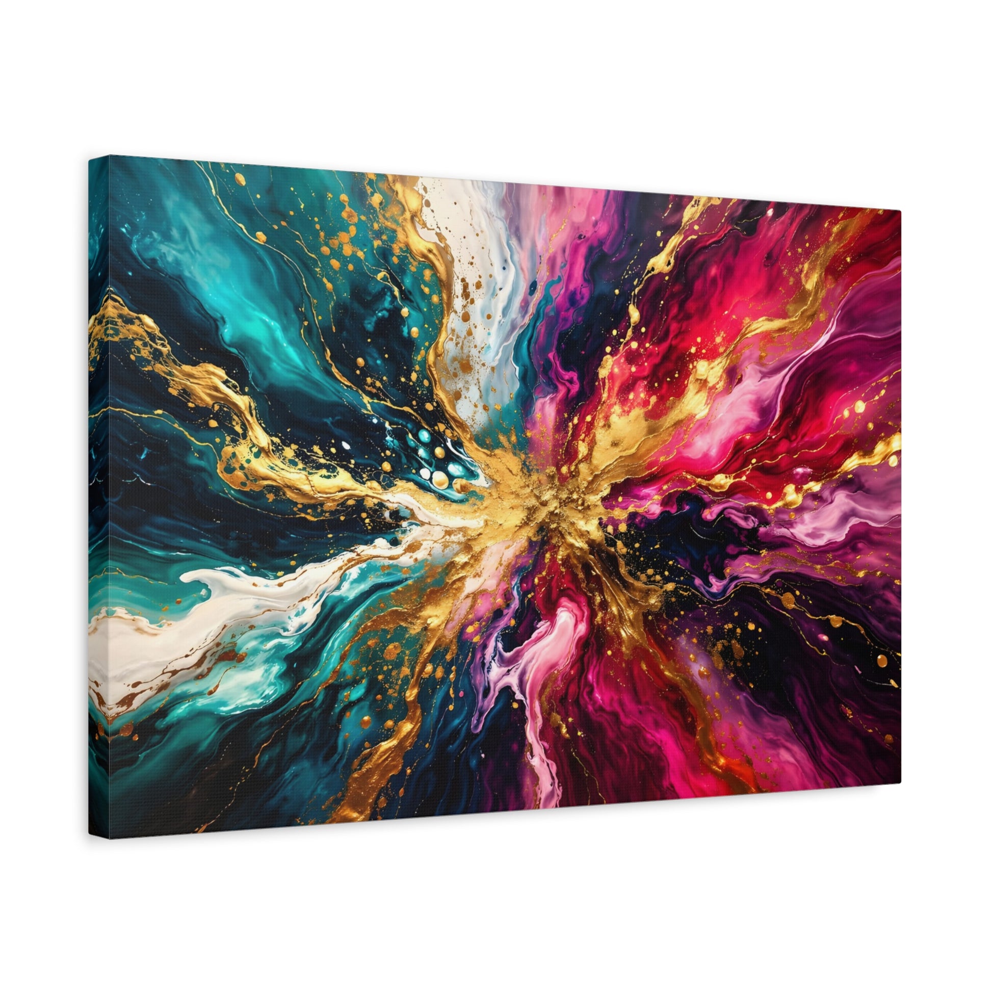 Abstract Fluid Art Canvas – Teal, Magenta & Gold Statement Wall Art, canvas wall art, gallery image 47 of 100