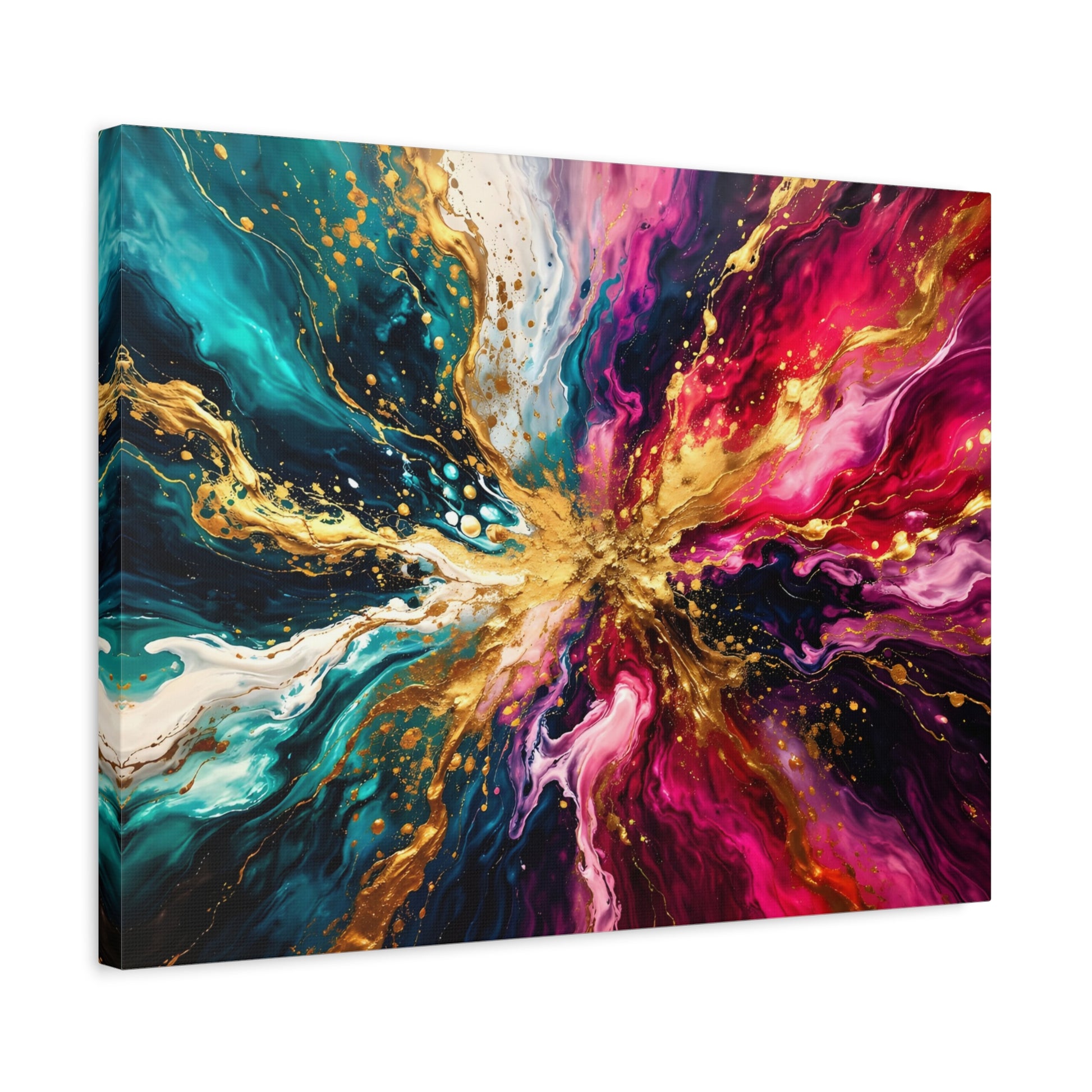 Abstract Fluid Art Canvas – Teal, Magenta & Gold Statement Wall Art, canvas wall art, gallery image 50 of 100