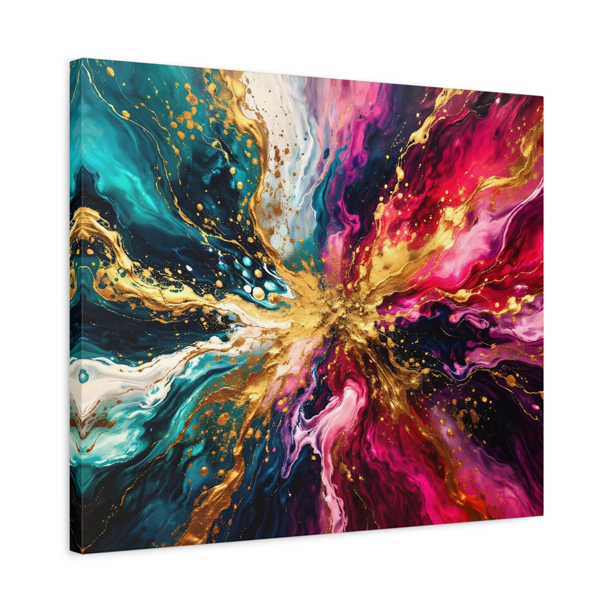 Abstract Fluid Art Canvas – Teal, Magenta & Gold Statement Wall Art, canvas wall art, gallery image 53 of 100