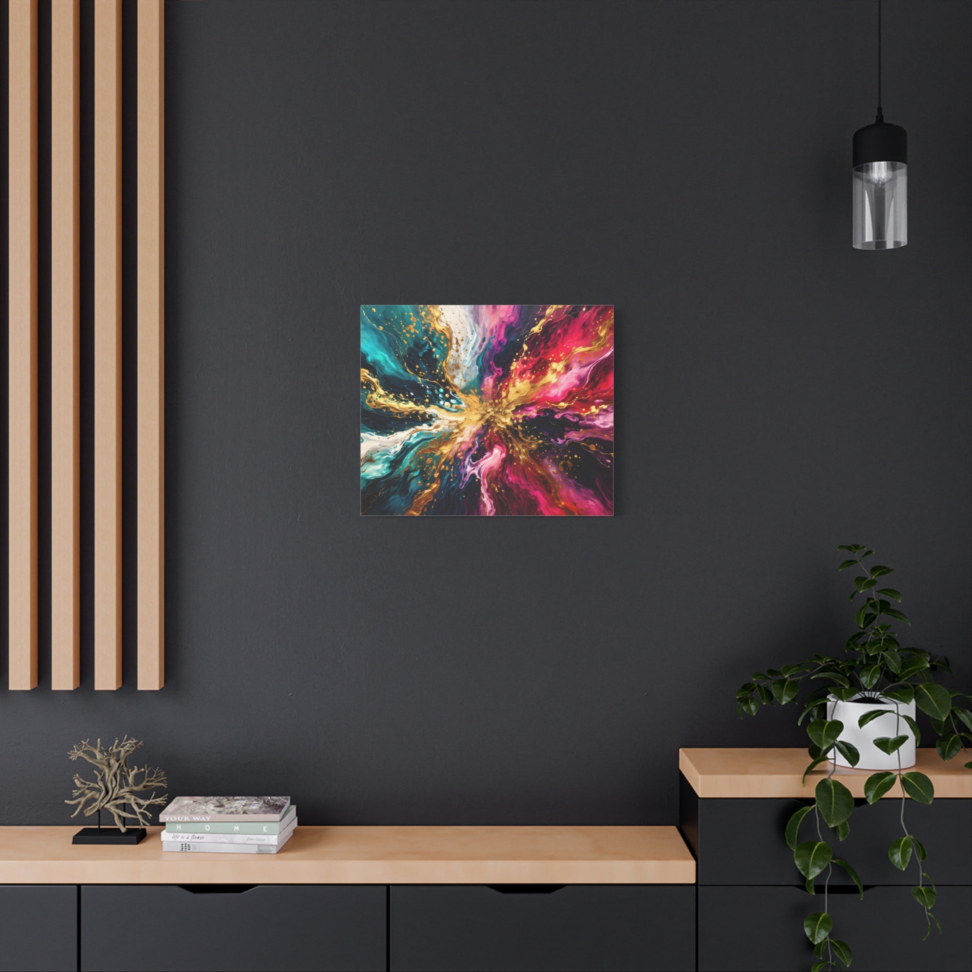 Abstract Fluid Art Canvas – Teal, Magenta & Gold Statement Wall Art, canvas wall art, gallery image 55 of 100
