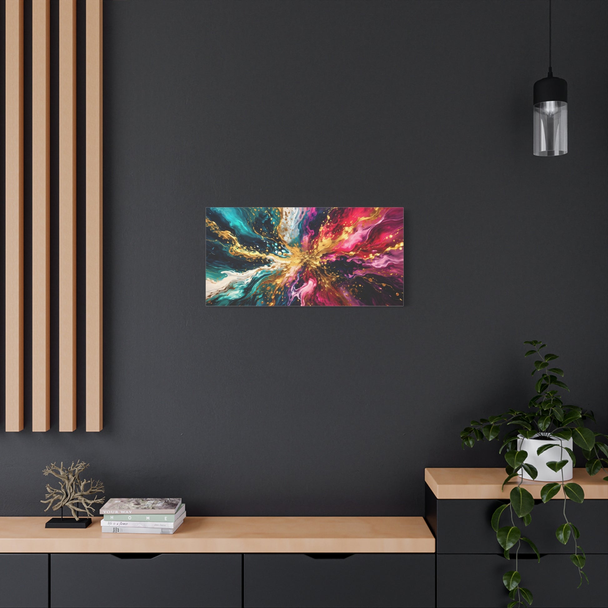 Abstract Fluid Art Canvas – Teal, Magenta & Gold Statement Wall Art, canvas wall art, gallery image 58 of 100