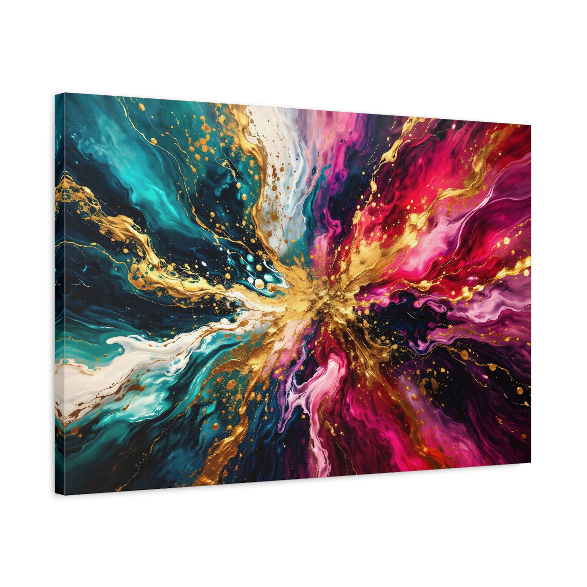 Abstract Fluid Art Canvas – Teal, Magenta & Gold Statement Wall Art, canvas wall art, gallery image 59 of 100