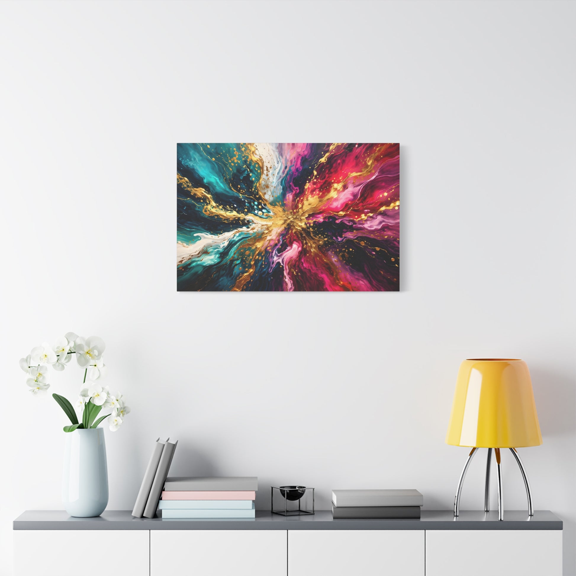 Abstract Fluid Art Canvas – Teal, Magenta & Gold Statement Wall Art, canvas wall art, gallery image 60 of 100