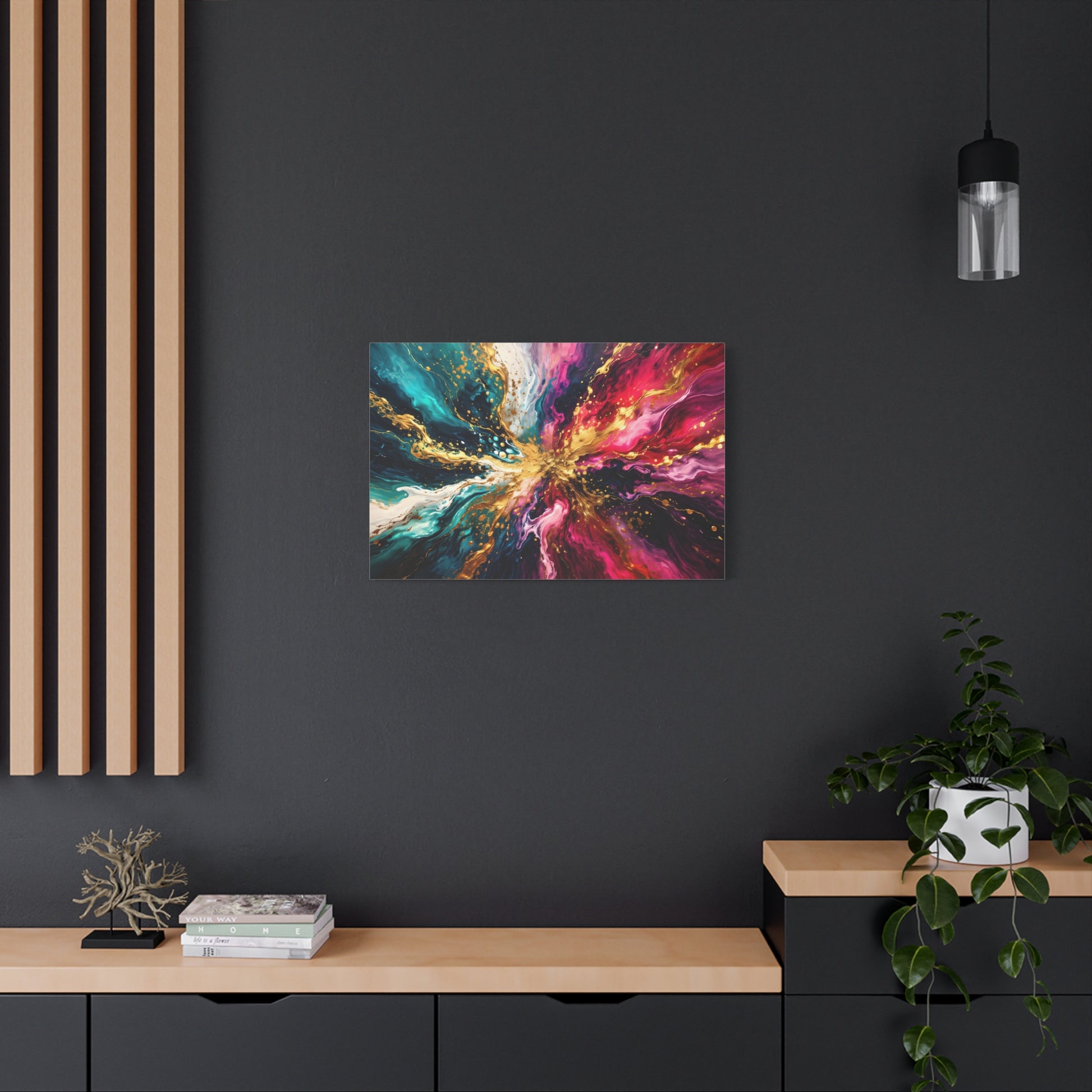 Abstract Fluid Art Canvas – Teal, Magenta & Gold Statement Wall Art, canvas wall art, gallery image 61 of 100