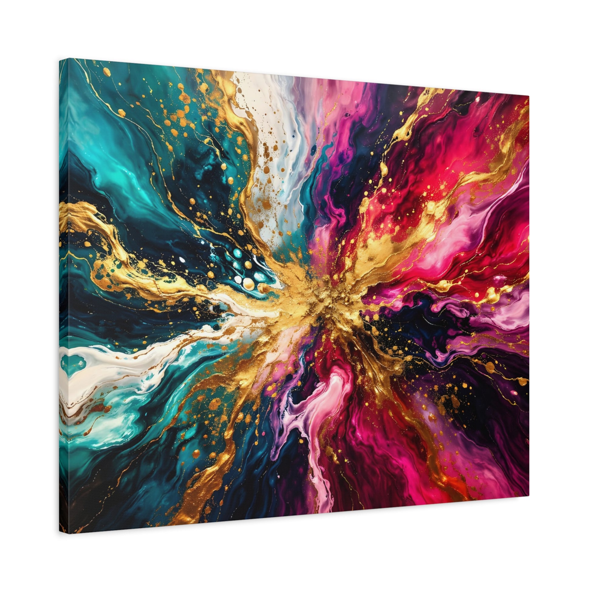 Abstract Fluid Art Canvas – Teal, Magenta & Gold Statement Wall Art, canvas wall art, gallery image 62 of 100