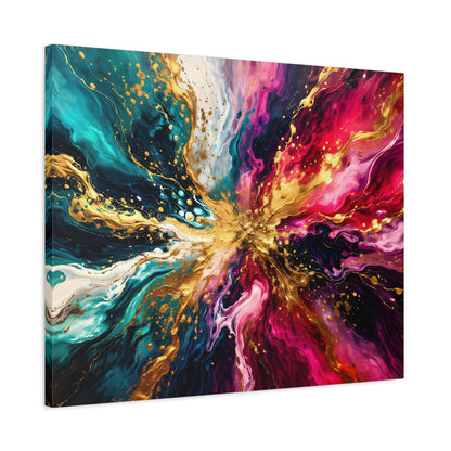 Abstract Fluid Art Canvas – Teal, Magenta & Gold Statement Wall Art, canvas wall art, gallery image 62 of 100