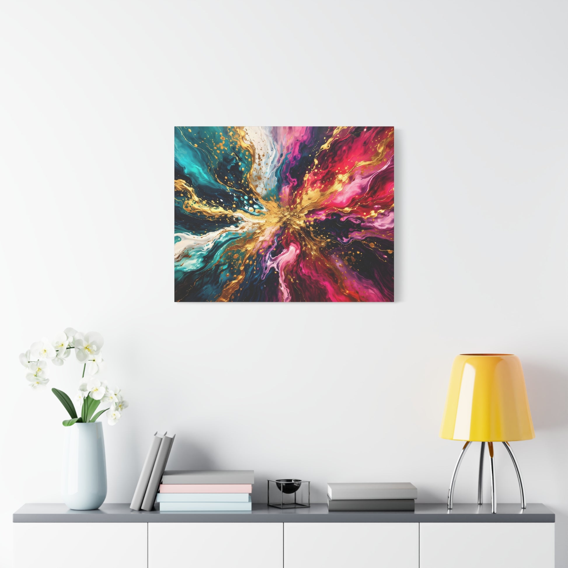 Abstract Fluid Art Canvas – Teal, Magenta & Gold Statement Wall Art, canvas wall art, gallery image 63 of 100