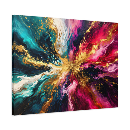 Abstract Fluid Art Canvas – Teal, Magenta & Gold Statement Wall Art, canvas wall art, gallery image 65 of 100