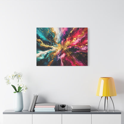 Abstract Fluid Art Canvas – Teal, Magenta & Gold Statement Wall Art, canvas wall art, gallery image 66 of 100