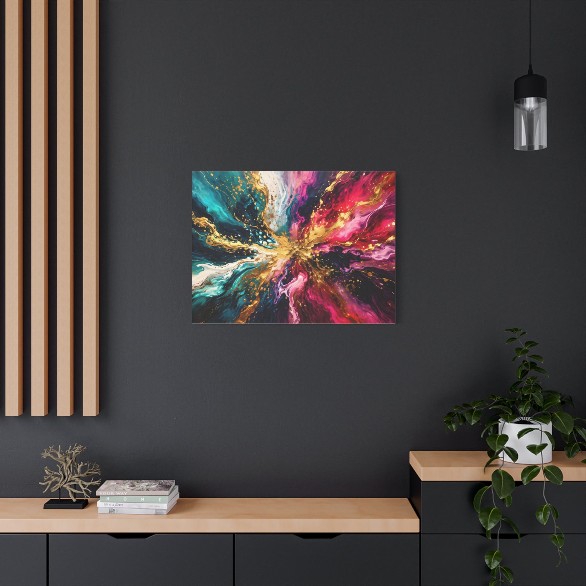 Abstract Fluid Art Canvas – Teal, Magenta & Gold Statement Wall Art, canvas wall art, gallery image 67 of 100