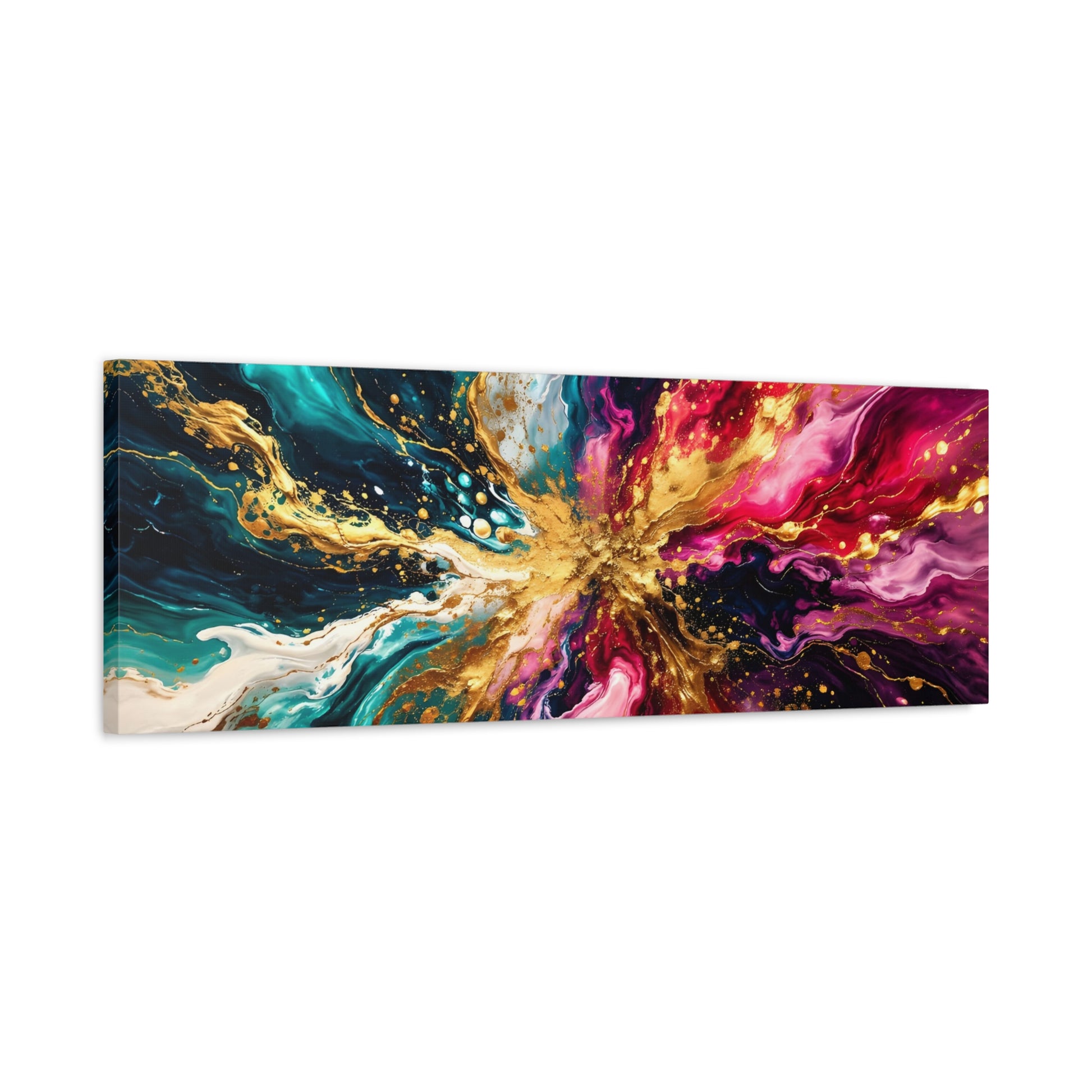 Abstract Fluid Art Canvas – Teal, Magenta & Gold Statement Wall Art, canvas wall art, gallery image 68 of 100