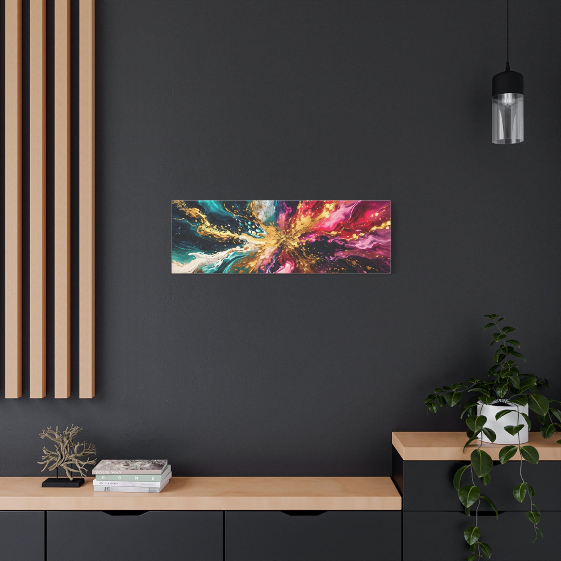 Abstract Fluid Art Canvas – Teal, Magenta & Gold Statement Wall Art, canvas wall art, gallery image 70 of 100