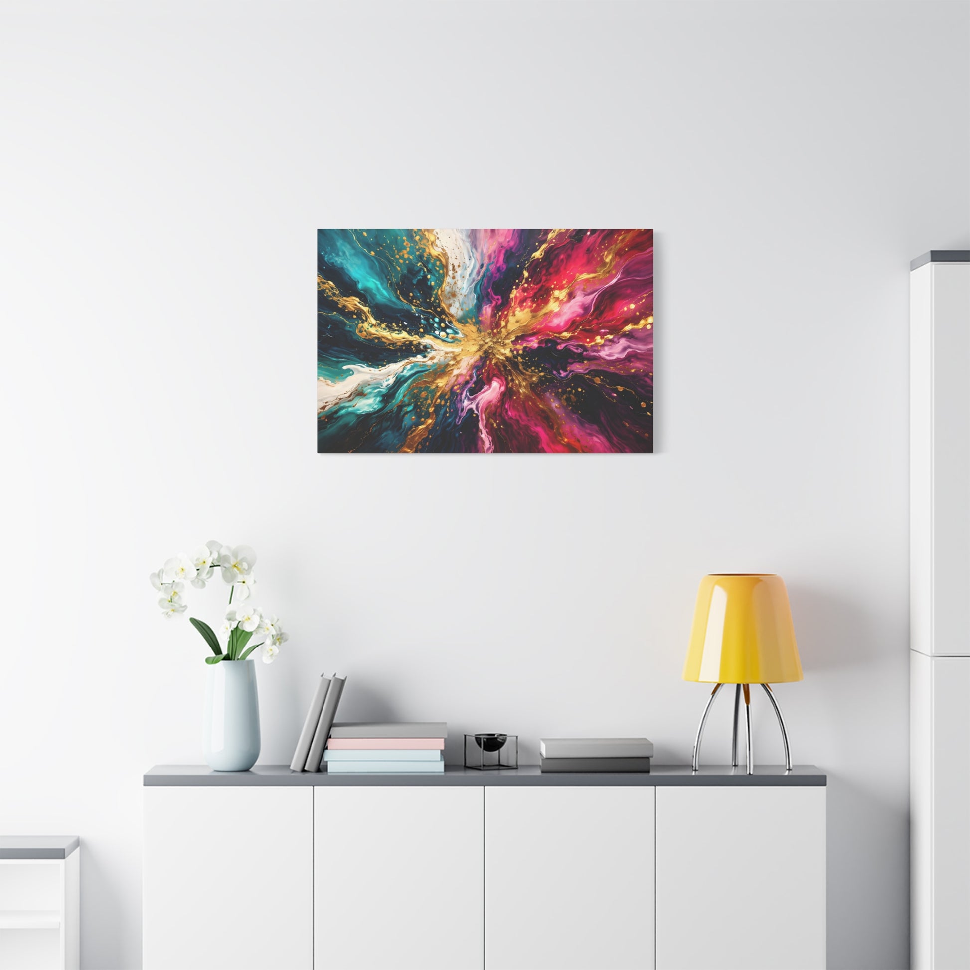Abstract Fluid Art Canvas – Teal, Magenta & Gold Statement Wall Art, canvas wall art, gallery image 72 of 100