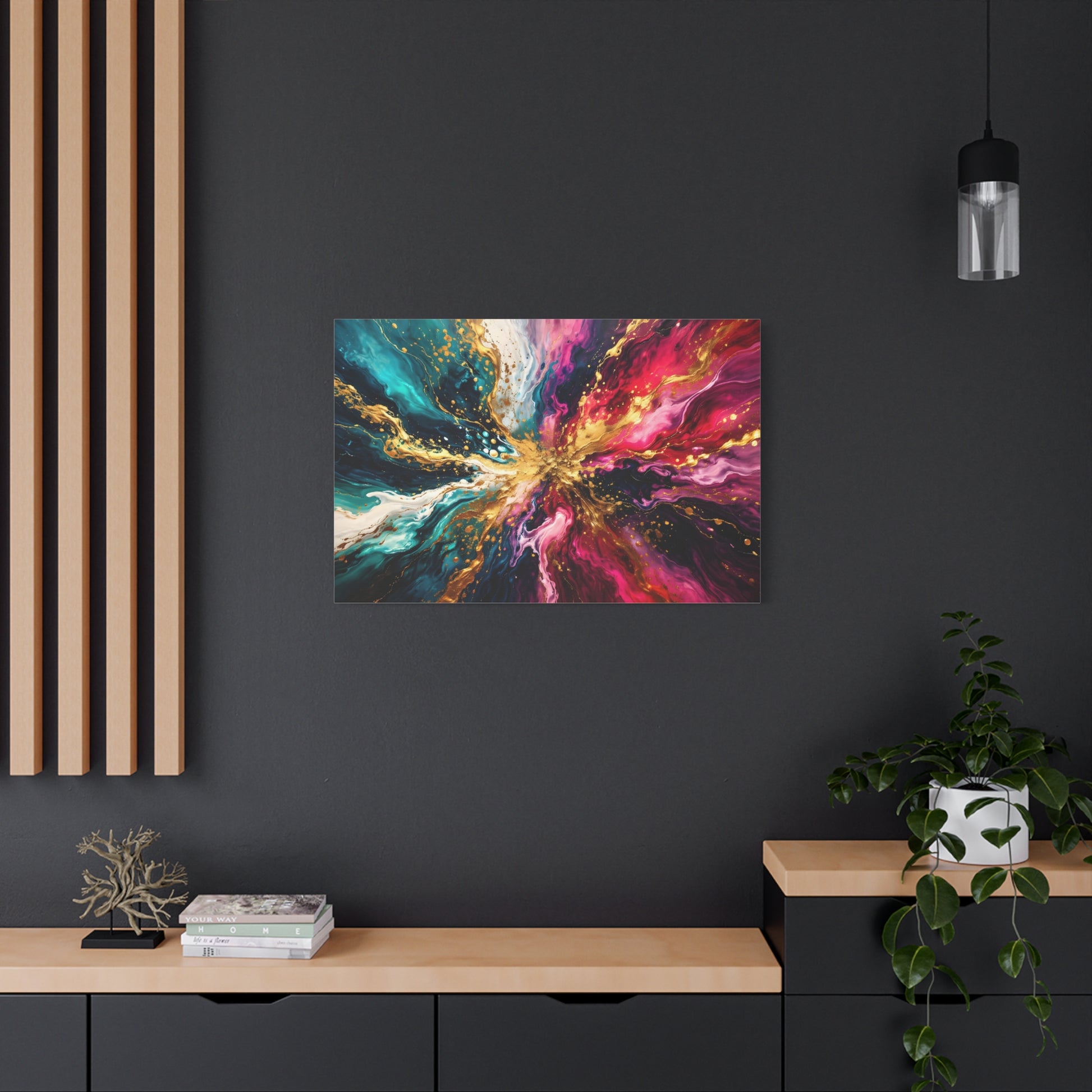 Abstract Fluid Art Canvas – Teal, Magenta & Gold Statement Wall Art, canvas wall art, gallery image 73 of 100