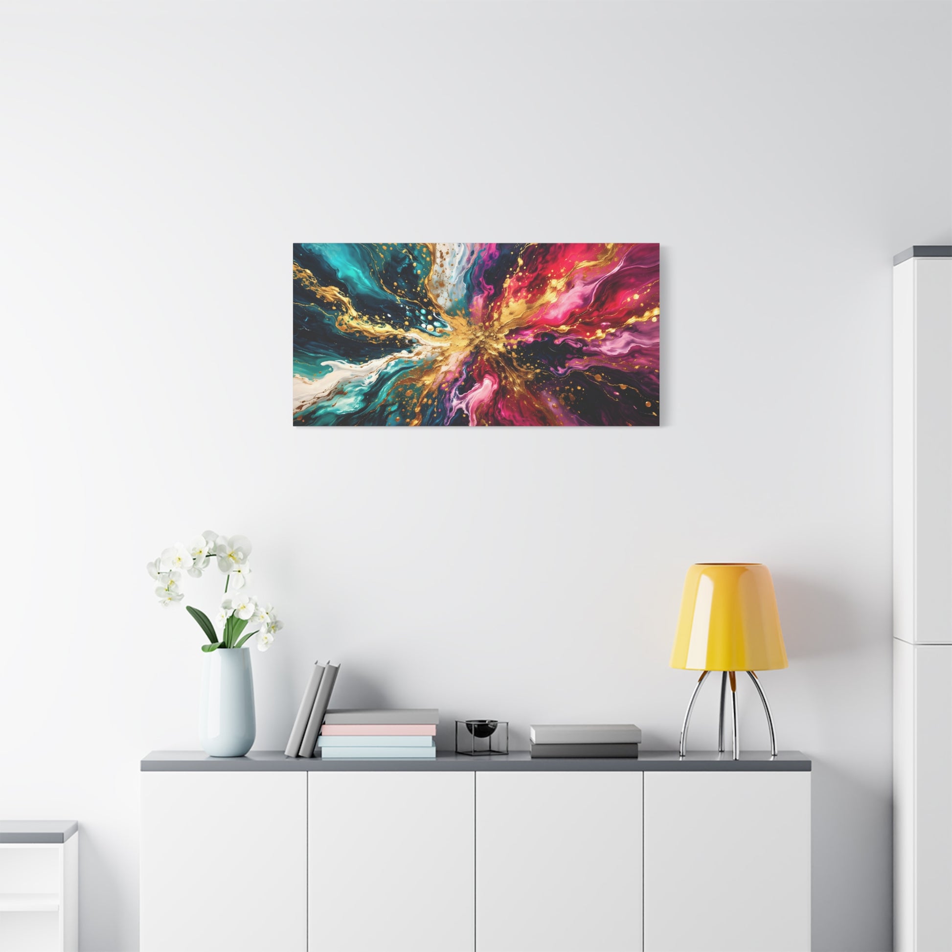 Abstract Fluid Art Canvas – Teal, Magenta & Gold Statement Wall Art, canvas wall art, gallery image 75 of 100