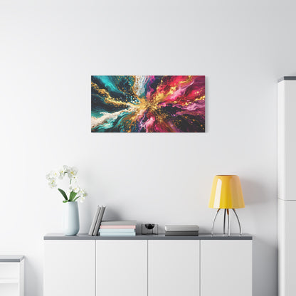 Abstract Fluid Art Canvas – Teal, Magenta & Gold Statement Wall Art, canvas wall art, gallery image 75 of 100