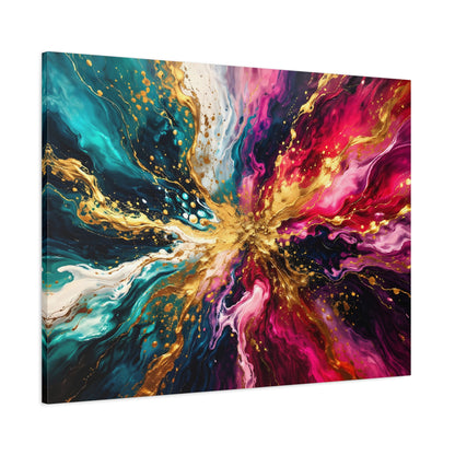 Abstract Fluid Art Canvas – Teal, Magenta & Gold Statement Wall Art, canvas wall art, gallery image 77 of 100