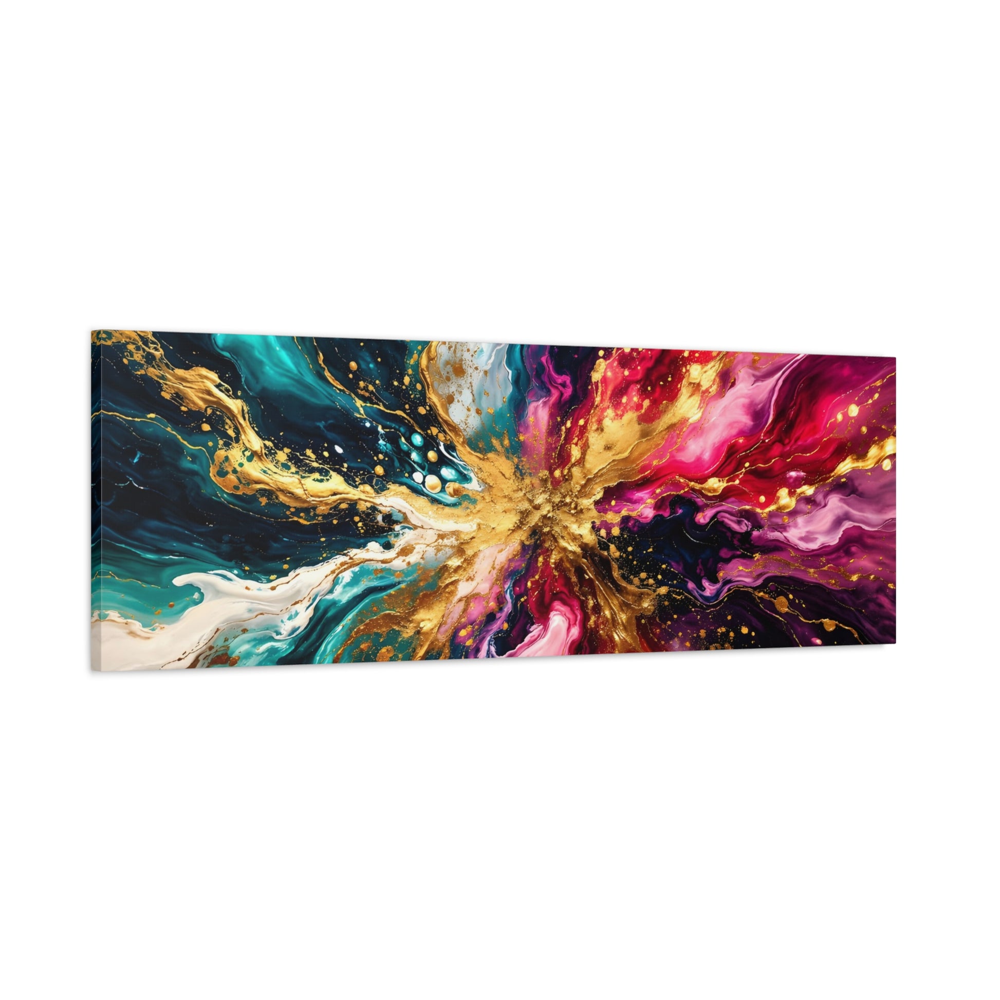 Abstract Fluid Art Canvas – Teal, Magenta & Gold Statement Wall Art, canvas wall art, gallery image 80 of 100