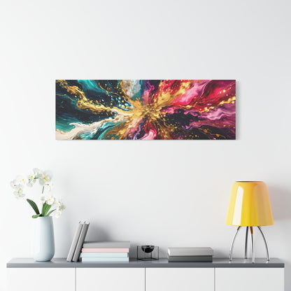 Abstract Fluid Art Canvas – Teal, Magenta & Gold Statement Wall Art, canvas wall art, gallery image 81 of 100