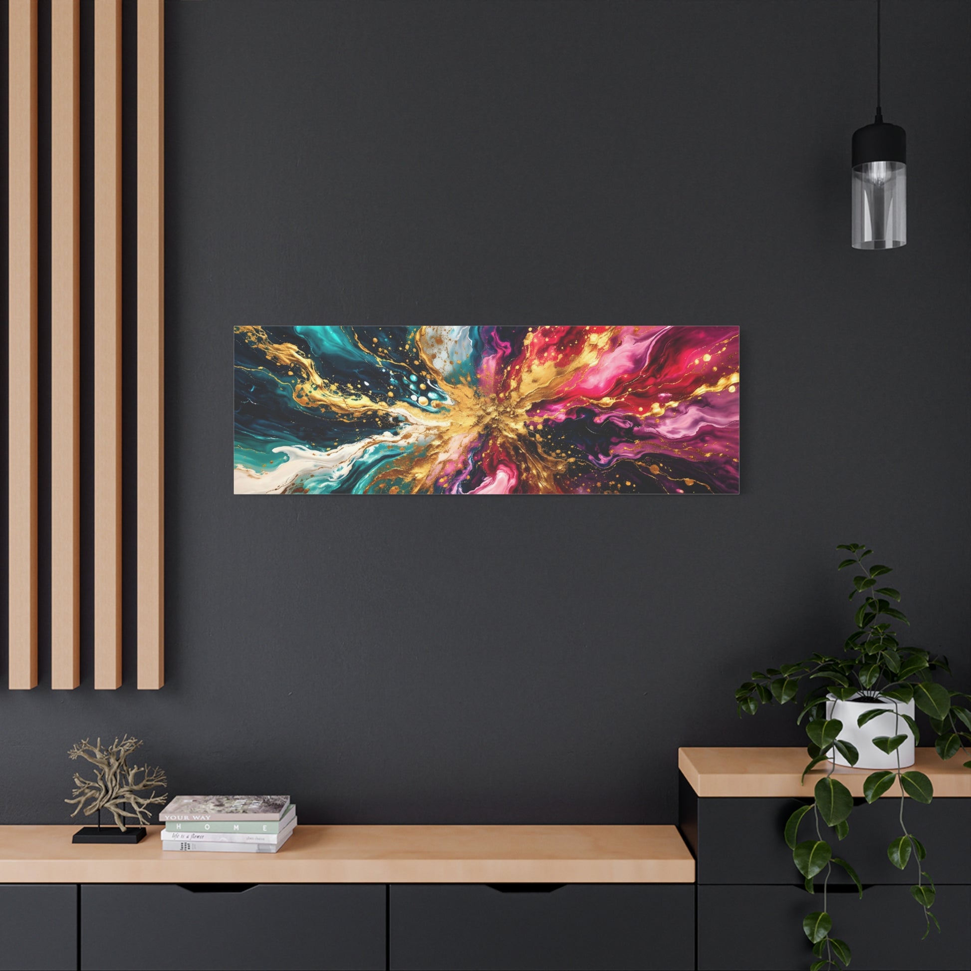 Abstract Fluid Art Canvas – Teal, Magenta & Gold Statement Wall Art, canvas wall art, gallery image 82 of 100