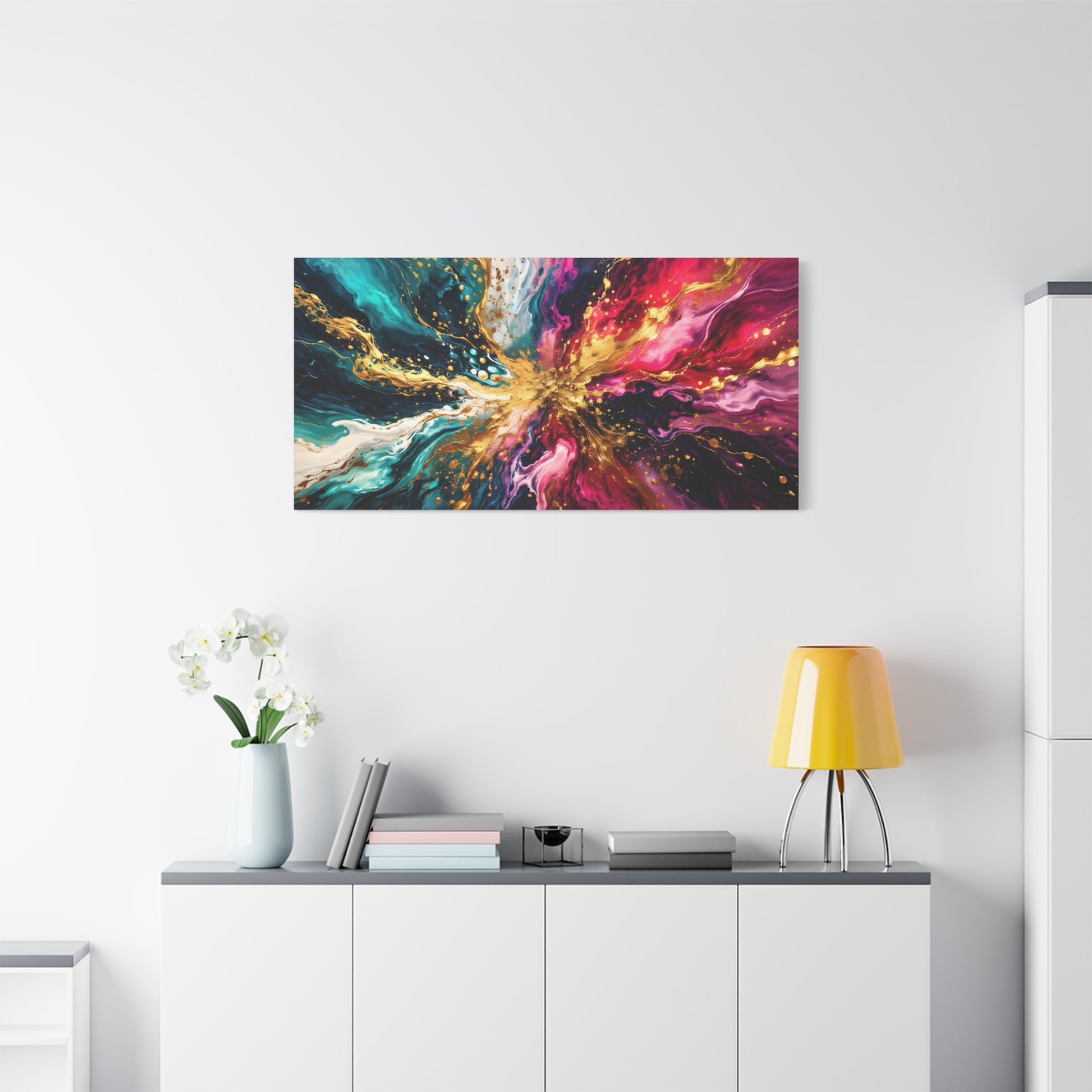 Abstract Fluid Art Canvas – Teal, Magenta & Gold Statement Wall Art, canvas wall art, gallery image 84 of 100
