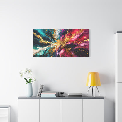 Abstract Fluid Art Canvas – Teal, Magenta & Gold Statement Wall Art, canvas wall art, gallery image 84 of 100
