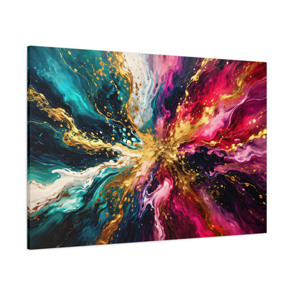Abstract Fluid Art Canvas – Teal, Magenta & Gold Statement Wall Art, canvas wall art, gallery image 86 of 100