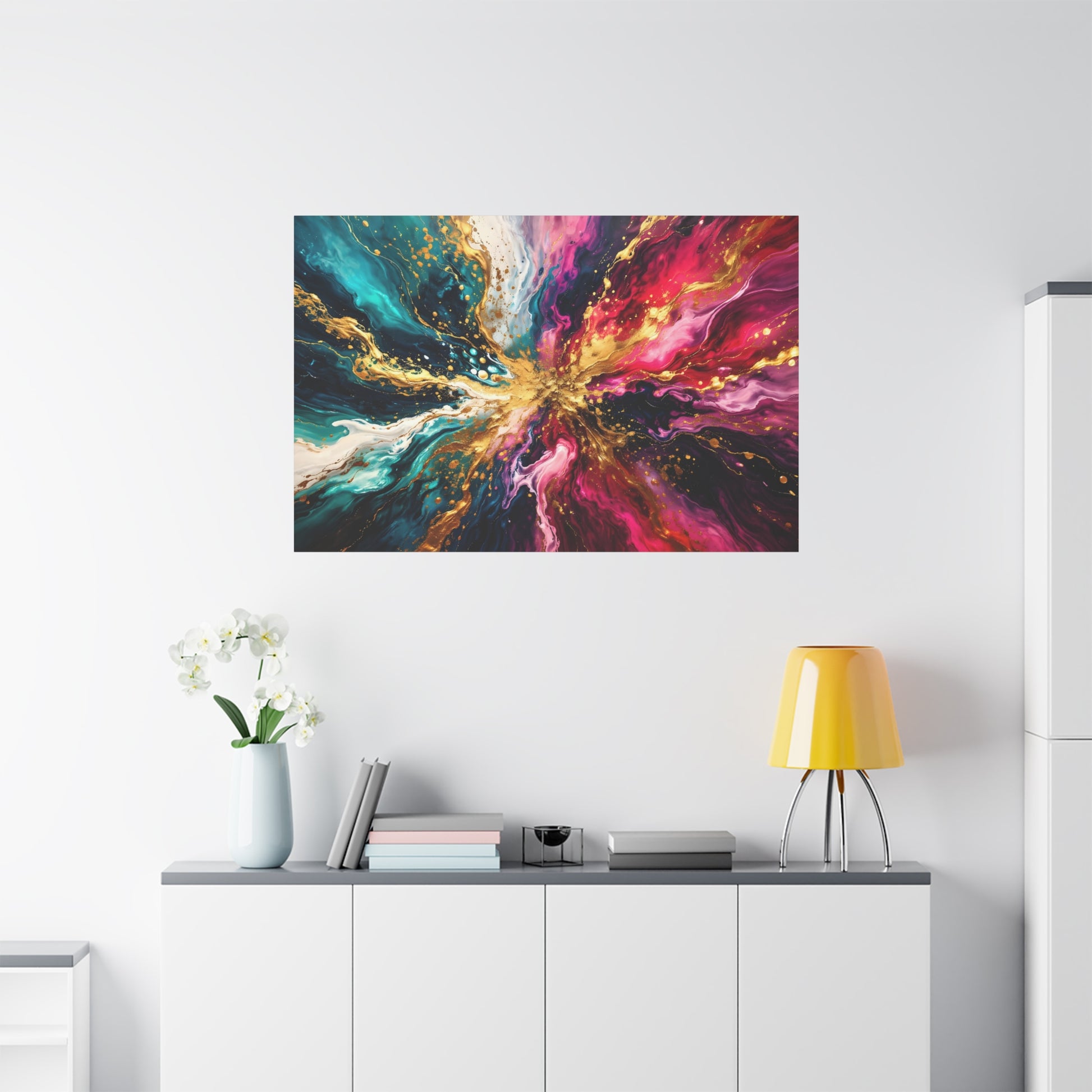 Abstract Fluid Art Canvas – Teal, Magenta & Gold Statement Wall Art, canvas wall art, gallery image 87 of 100