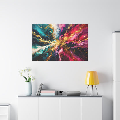 Abstract Fluid Art Canvas – Teal, Magenta & Gold Statement Wall Art, canvas wall art, gallery image 87 of 100